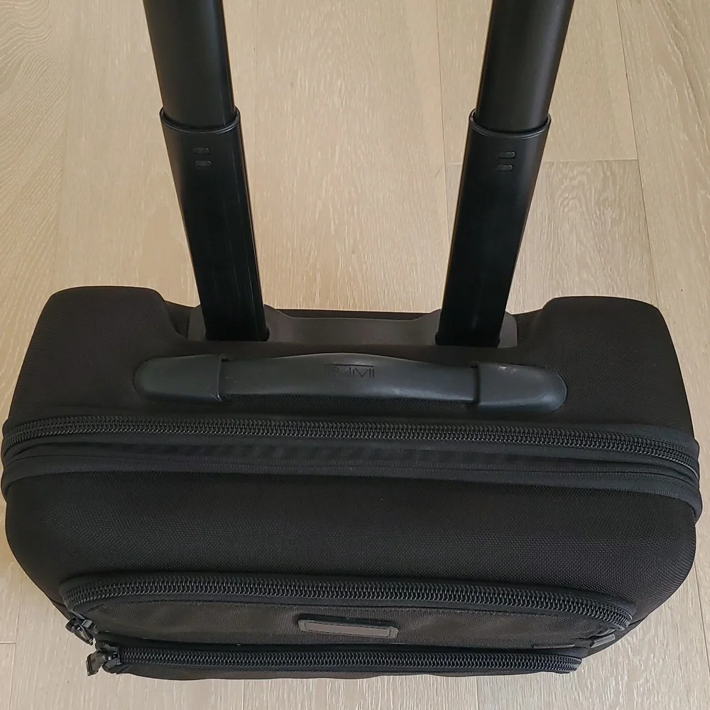 TUMI Alpha Black Ballistic Nylon Expandable Compact 2-Wheeled Brief Carry-on